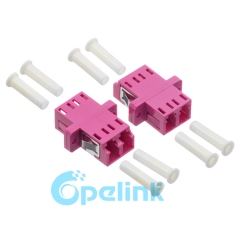 LC-LC plástico Duplex multimodo OM4 adaptador de fibra óptica con brida