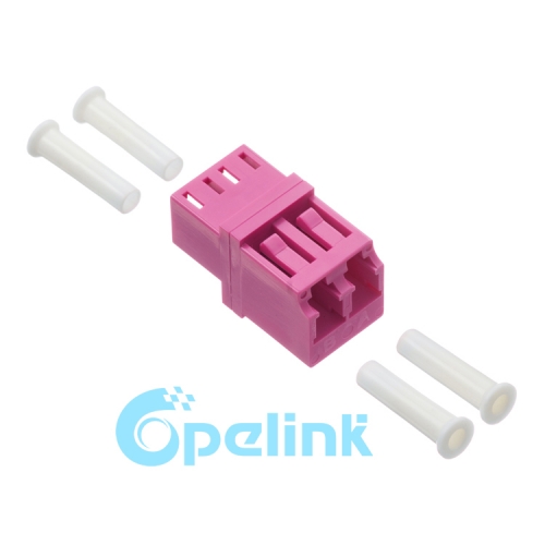 LC-LC plástico dúplex cuadrado multimodo OM4 adaptador de fibra óptica