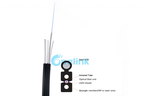 Cable de fibra Anti-roedor FTTH, tipo de arco autoportante Anti-ratón espiral central Acero inoxidable tubo blindado gota Cable de fibra óptica GJYXCKH