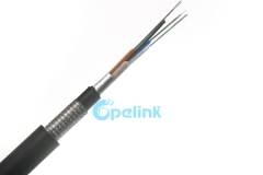 Cable de fibra óptica blindado al aire libre, Cable de fibra óptica de doble chaqueta GYTA53