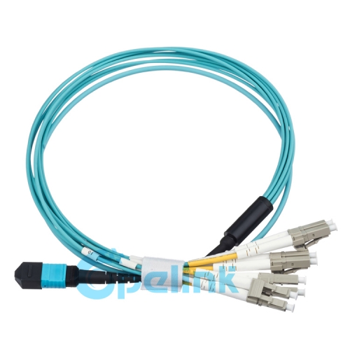 Cable de fibra redonda MTP/MPO-LC Fanout 2,0mm multimodo OM3 Cable de parche de fibra óptica