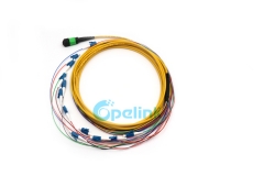 Cable de fibra redonda MTP/MPO-LC Fanout 0,9mm Singlemode cable de parche de fibra óptica