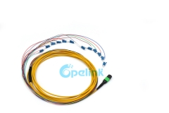 Cable de fibra redonda MTP/MPO-LC Fanout 0,9mm Singlemode cable de parche de fibra óptica