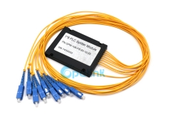 1x8 fibra divisor, SC/PC plástico ABS caja fibra óptica PLC divisor