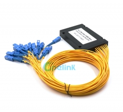 1x16 fibra divisor, SC/PC plástico ABS caja fibra óptica PLC divisor
