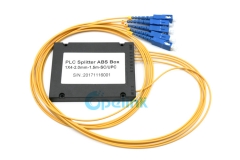 1x4 fibra óptica PLC divisor, SC/PC, embalaje de caja de plástico ABS