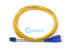 Cable de conexión de fibra óptica SC a LC SM, cable de conexión de fibra dúplex 9/125 de 2,0 mm