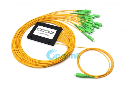 Divisor de la fibra óptica 1X16, divisor plástico de la fibra de la caja del ABS de SC / APC