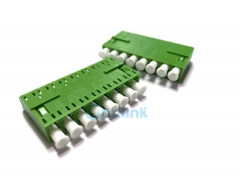 Adaptador de fibra óptica LC / APC de 8 puertos, adaptador de fibra óptica monomodo de plástico verde sin brida