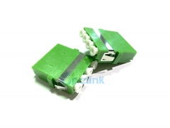 Adaptador de fibra óptica LC / APC cuádruple, adaptador de fibra óptica monomodo de plástico verde sin brida