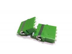 Adaptador de fibra óptica LC / APC cuádruple, adaptador de fibra óptica monomodo de plástico verde sin brida