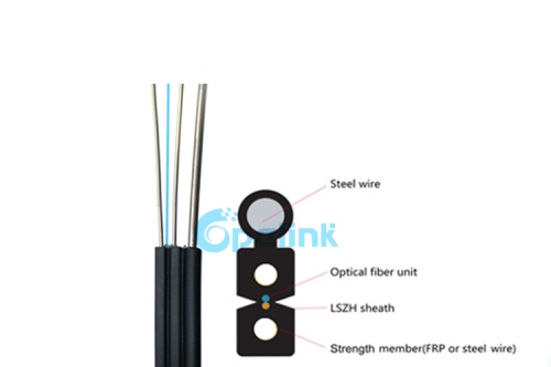 Cable de fibra óptica GJYXFCH FTTH, cable de fibra óptica de caída autoportante, cable de fibra FTTH de miembro de resistencia metálica