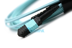 Cable de conexión de fibra óptica OM3 MPO-LC, cable de arnés MPO de 12 fibras, uso para centro de datos de alta densidad MPO a cable de conexión LC