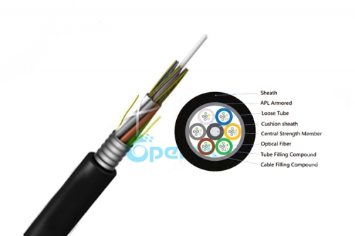 Cable óptico blindado de aluminio trenzado de tubo suelto GYTA / S, cable de fibra óptica no blindado de tubo suelto trenzado