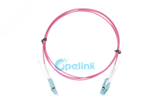 LC LC Duplex Multimode OM4 Cable de parche de fibra óptica con lengüetas de empuje y tracción