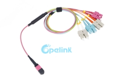 OM4 MPO-SC Fiber Branch Patchcord 8 núcleos: cable de ruptura de fibra óptica de alta densidad para centros de datos