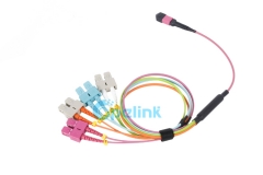 OM4 MPO-SC Fiber Branch Patchcord 8 núcleos: cable de ruptura de fibra óptica de alta densidad para centros de datos