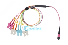 OM4 MPO-SC Fiber Branch Patchcord 8 núcleos: cable de ruptura de fibra óptica de alta densidad para centros de datos
